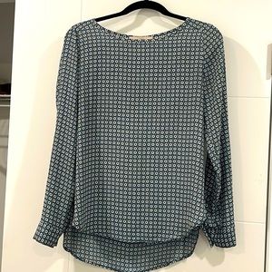 LOFT Blue Floral Long Sleeve Blouse